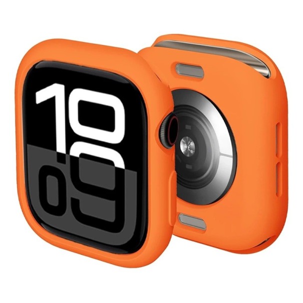 Flexibilné silikónové puzdro pre Apple Watch 46 mm Series 10 11 Nárazuodolný mäkký ochranný kryt iWatch Štýlový silikónový bumper oranžová