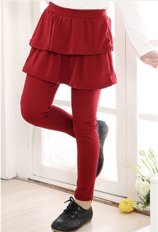 Flickleggings med kjol J2894 vinröd 7