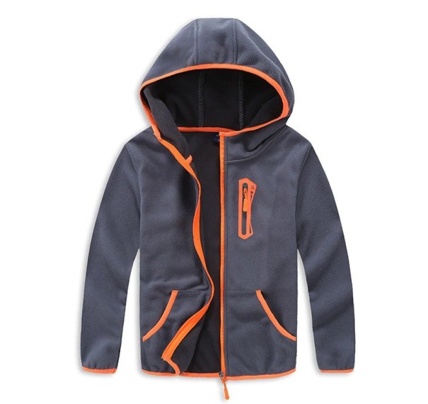 Flickors fleecejacka J1314 grå-orange 10