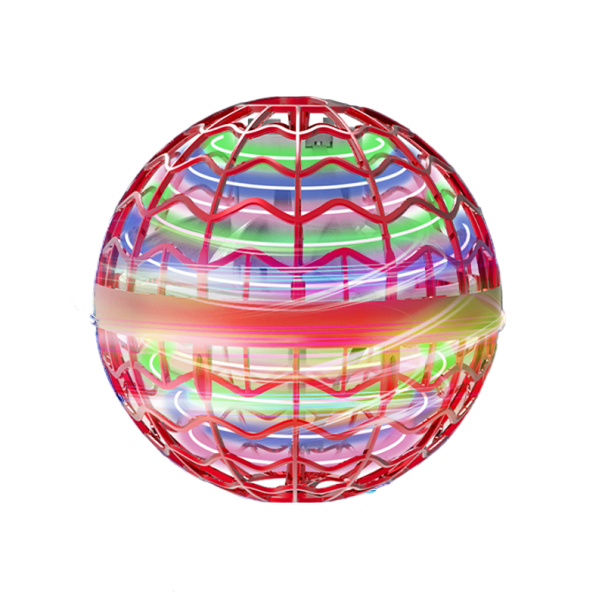 Fliegender wiederaufladbarer Ball für Kinder, Outdoor-/Indoor-Spielzeug für Kinder, fliegende UFO-LED-Kugeln, rotierender, leuchtender Spielzeugball, 8,7 cm rot