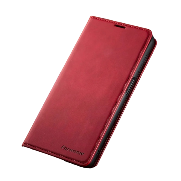 Flip-fodral i läder till Samsung Galaxy S23 röd