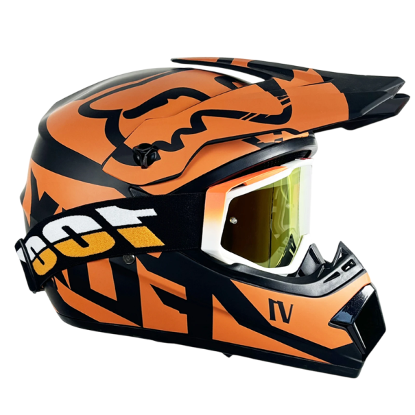 Flip-up motorcykelhjelm med beskyttelsesbriller Holdbart ABS-materiale Ventilationshuller Komfortabel polstring Motorcykelhjelm orange L (59-60 cm)