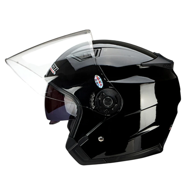 Flip-up motorcykelhjelm med dobbelt visir Integrerede solbriller ABS-materiale Ventilation Sikkerhedsspænde Rejsemotorcykelhjelm blank sort M (57-58 cm)