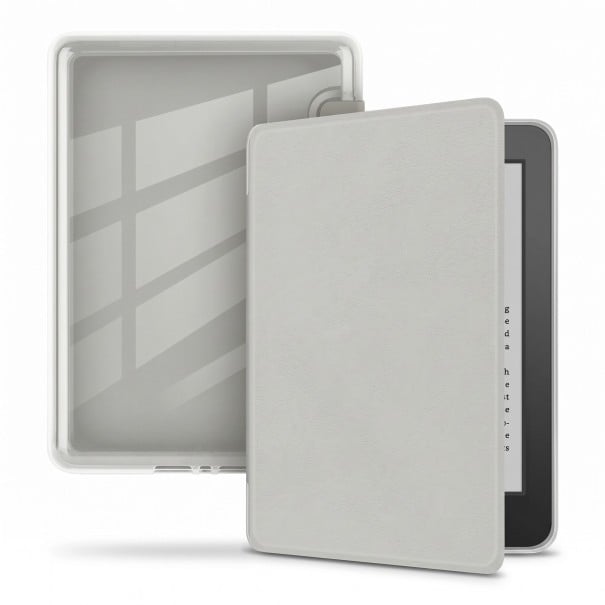 Flipcase voor 6 inch Kindle e-reader 10e generatie 2019 met magnetische sluiting en transparante achterkant ter bescherming grijs