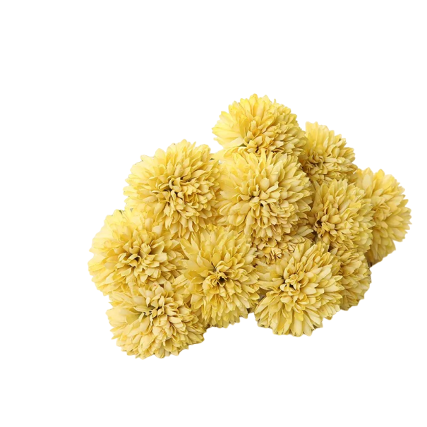 Floare decorativa de hortensie 29 cm 3 buc galben