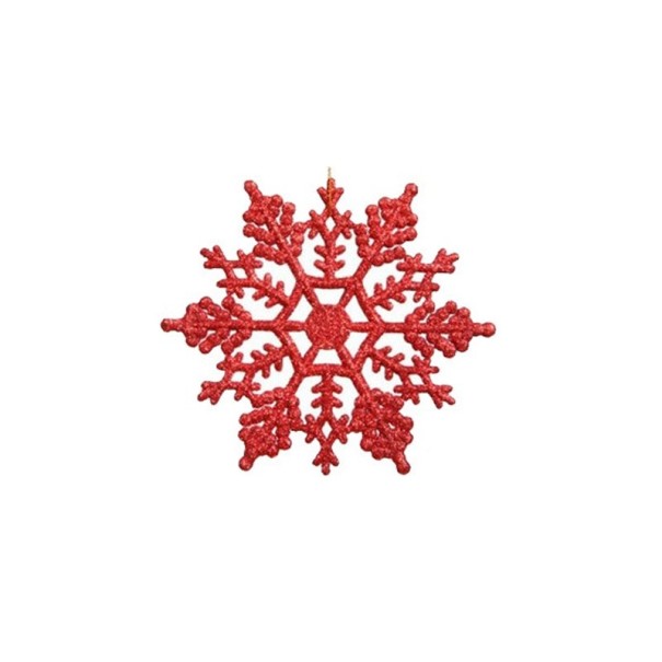Flocons de neige décoratifs 6 pcs rouge