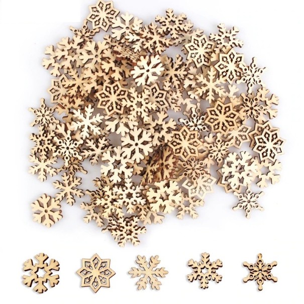 Flocons de Noël en bois 50 pcs 1