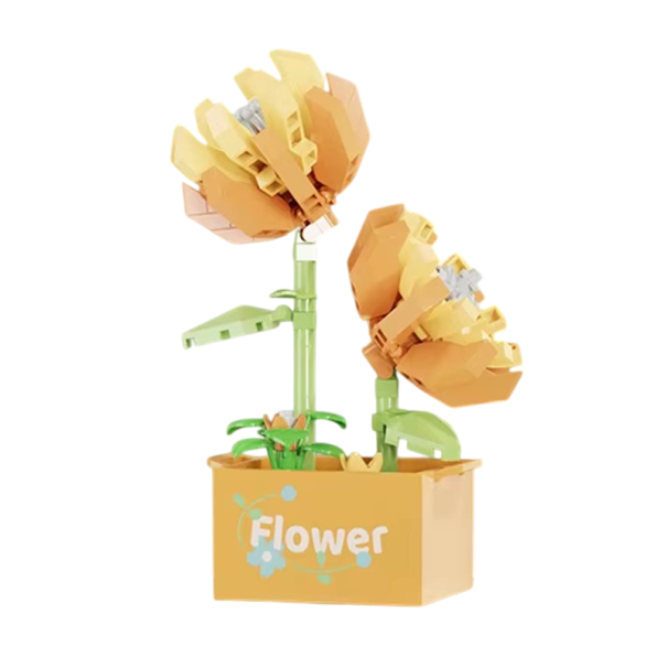 Flor 7,3 x 5,6 x 9,5 cm Crisantemo Flor decorativa plegable en maceta Micro ladrillos 187 piezas Flor elegante para la habitación de niños y adultos 1