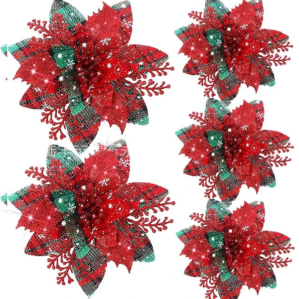 Flor decorativa navideña 5 piezas V127 1