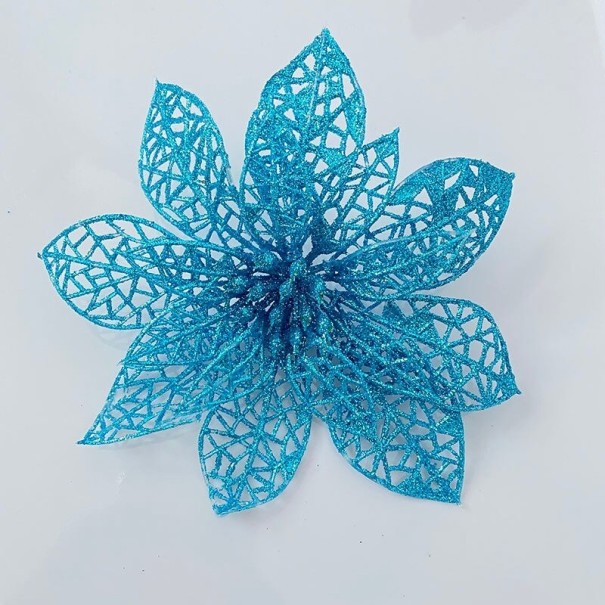 Flor decorativa navideña azul claro