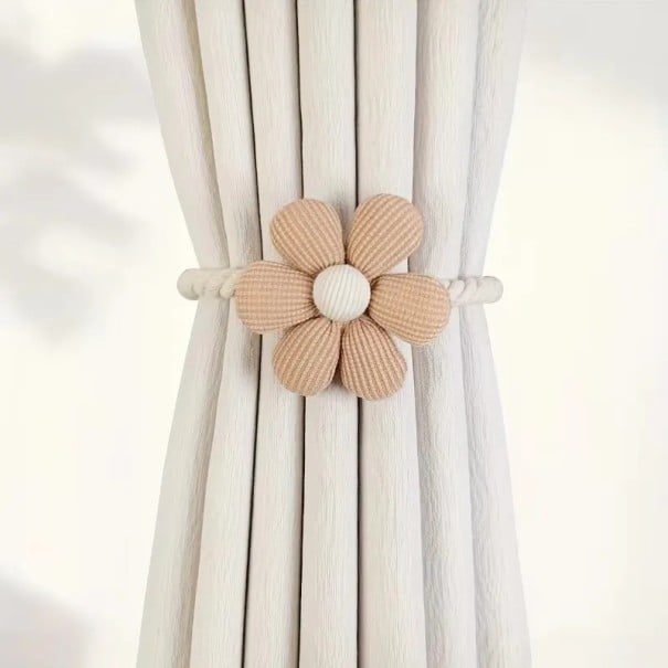 Floral Magnetic Window Tieback Decorative Hold 46 cm Magnetic Holder for Drapes and Curtains to the Window brown