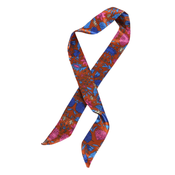 Floral Women's Scarf 4 × 100 cm Small Long Thin Multifunctional Fashion Accessory Head Scarf Hairband Bag Decoration brown