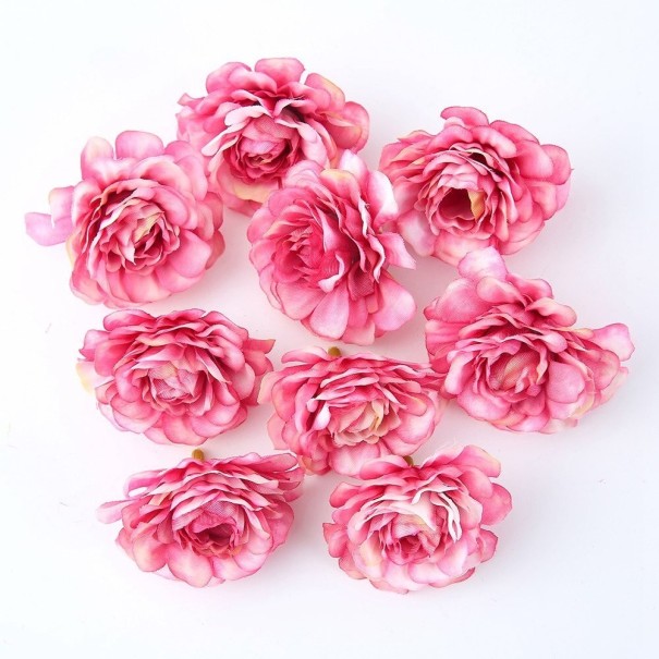 Flores artificiais decorativas 10 pcs rosa escuro
