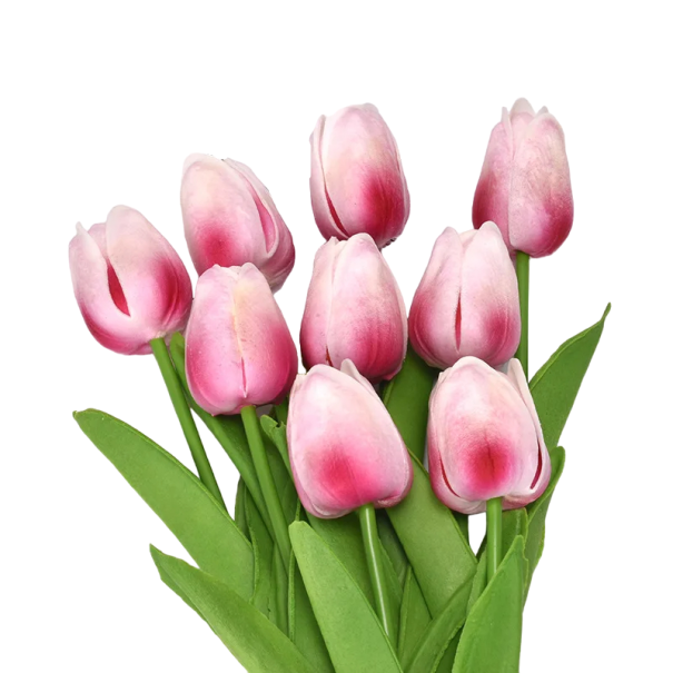 Flores artificiais para decoração 3 pcs Saco de tulipas artificiais Flores decorativas rosa escuro