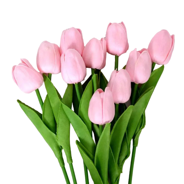 Flores artificiales para decoración 3 uds. Set de tulipanes artificiales Flores decorativas rosa claro