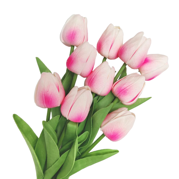 Flores artificiales para decoración 3 uds. Set de tulipanes artificiales Flores decorativas rosa claro