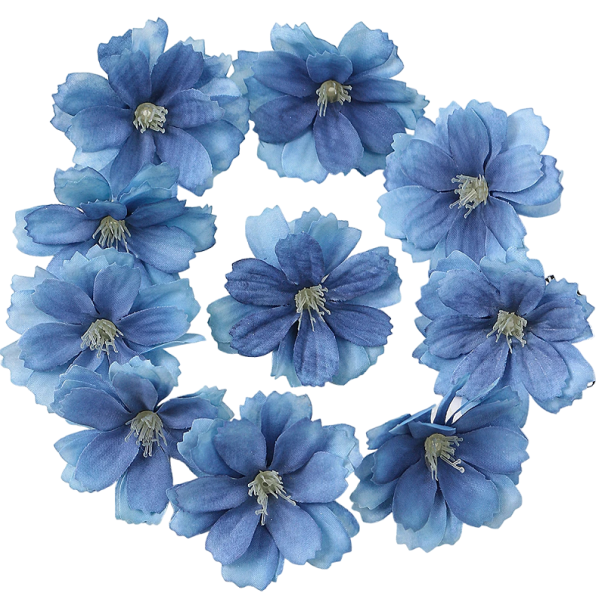 Flores artificiales para decoración 30 uds. Set de flores artificiales Flores decorativas azul