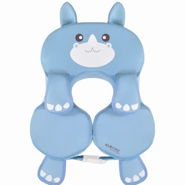Flotador de piscina infantil azul de 40 x 38 x 10 cm con diseño de hipopótamo para niños de 6 a 36 meses. Juguete acuático seguro para nadar. 1