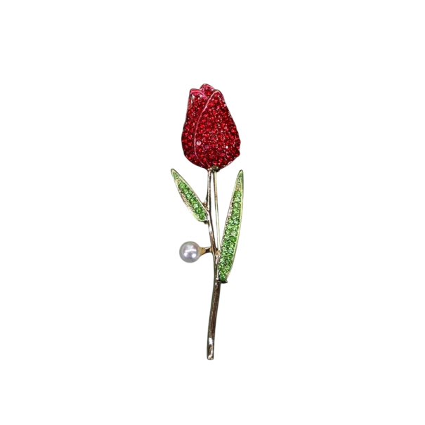 Flower Brooch Rose Approx 5.5 x 1.7 cm Elegant Lapel Badge Enamelled Decorative Accessory for Clothing Bag Red Flower 1