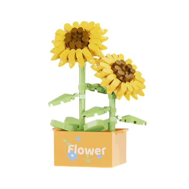 Flower Building Set 4.5 x 7.5 x 10 cm Flowerpot with Sunflower 200 pcs Mini Micro Bricks Decorative Flower Model for Creation and Interior Decoration 1