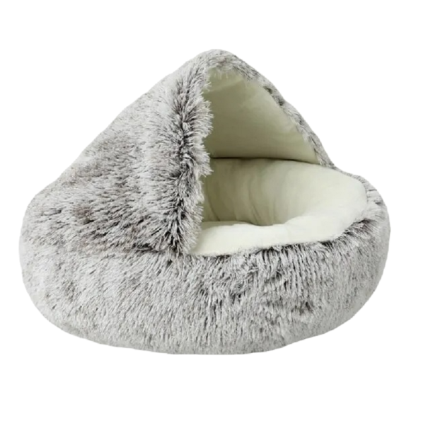 Fluffy Cat Bed 50 x 50 cm brown