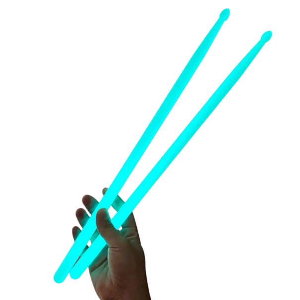 Fluorescencyjne bębniarskie pałeczki 41,5×1,4 cm para pałeczek perkusyjnych świecących w różnych kolorach, odpornych na grę na zestawach perkusyjnych i wystąpienia muzyczne niebieski