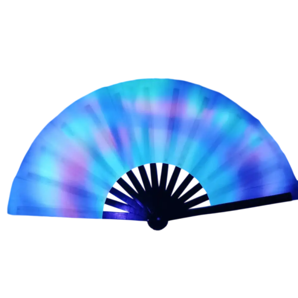 Fluorescent Folding Fan 33 cm Fabric Fan with Bamboo Handle Dance Accessory for Parties Festival Fan Glowing Decoration 1