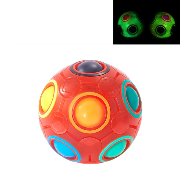 Fluorescerande antistress-pusselboll 7 cm regnbågsfärgad matchande boll avslappningsleksak stresslindrande ABS-material röd