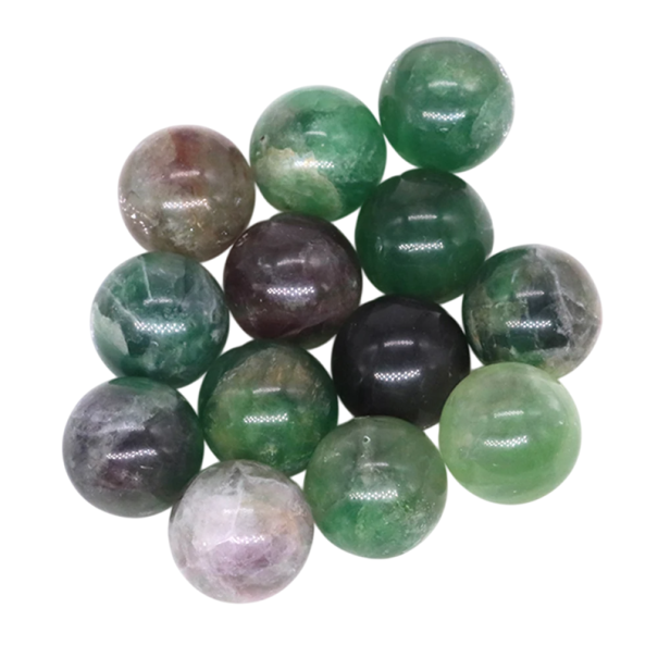 Fluorites naturelles 16 mm, 5 pièces, boules minérales pour la fabrication de bijoux, pierres décoratives, pierres semi-précieuses, perles de fluorite 1