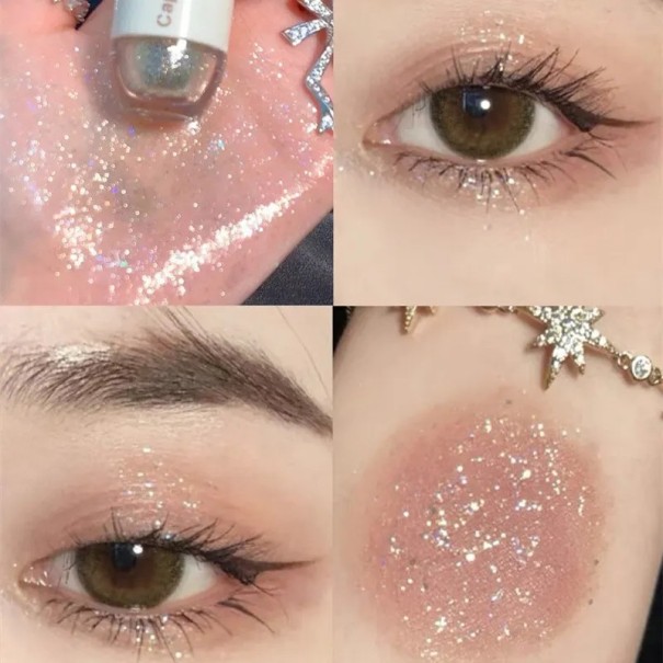 Flüssige schimmernde Lidschatten Hoher Glanz Perlmutt-Effekt Schnell trocknend Aufhellender Glitzer Lang anhaltendes Make-up 5