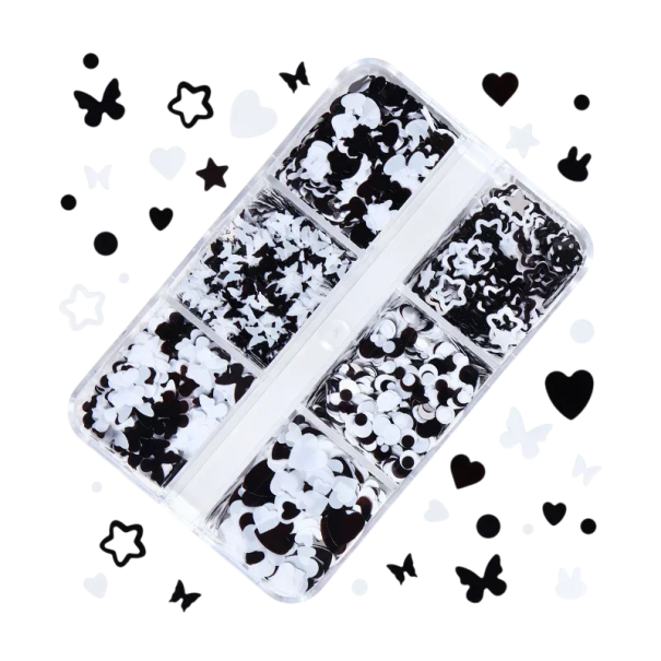 Fluturi pentru decorațiuni 3-4g Mix de culori negre și albe forme variate Decorațiuni din fluturi pentru unghii, artă, DIY, cusut, scrapbook și decorațiuni 1