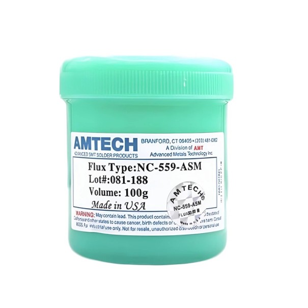 Flux de soudure AMTECH NC-559 100 g no-clean sans plomb variante verte ou bleue pour BGA CPU PCB value ball puces et réparations vert