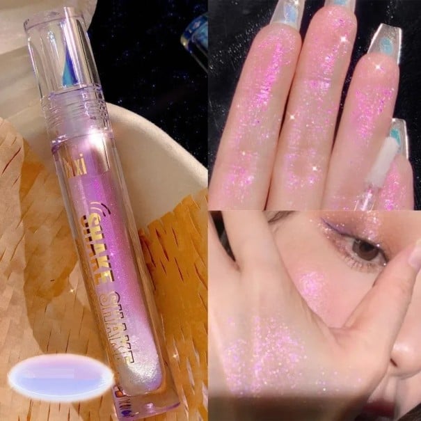 Flydende vandfast highlighter Langtidsholdbar flydende glitter øjenskygge Skinnende lysnende ansigts highlighter rosa