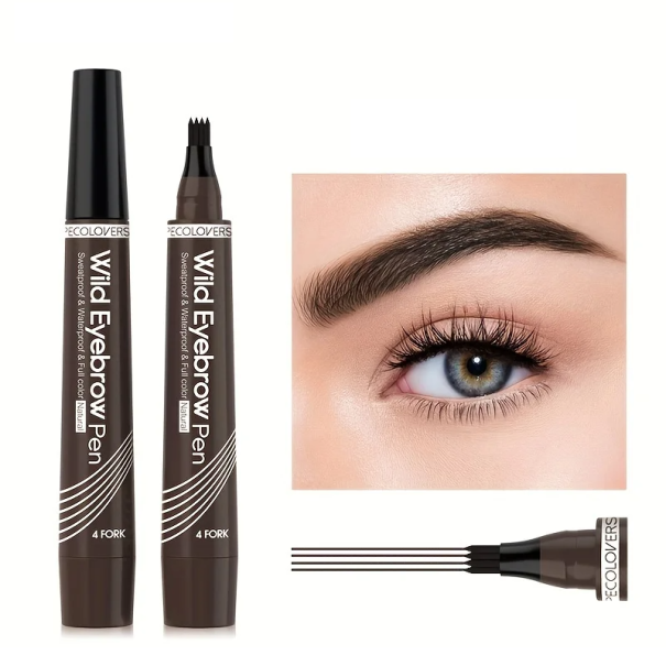 Flytande ögonbrynspenna 1,4 x 11 cm Vattentät med applikator med 4 spetsar Exakt ögonbrynsmakeup Långvarig fixering Lättanvänd Ögonbrynsborste Ash Brown