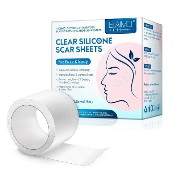 Foaie de cicatrice siliconică invizibilă 1 rolă 2,5 cm x 1,5 m Bandă autoadezivă Acoperire și tratament pentru cicatrici impermeabilă Ajutor 1