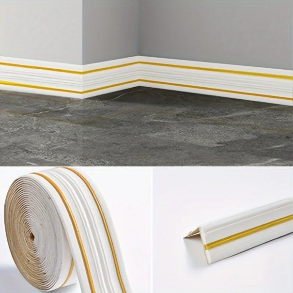 Foam Wall Strip 230 x 14 cm XPE Waterproof Self-Adhesive Decorative Strip Protective Wall Panel for Wall gold