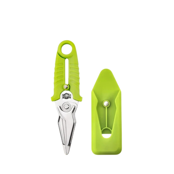 Foarfece de bucătărie universale 2 în 1 cu vârf curbat și teacă Lame ascuțite din oțel inoxidabil Mâner ergonomic Depozitare sigură verde