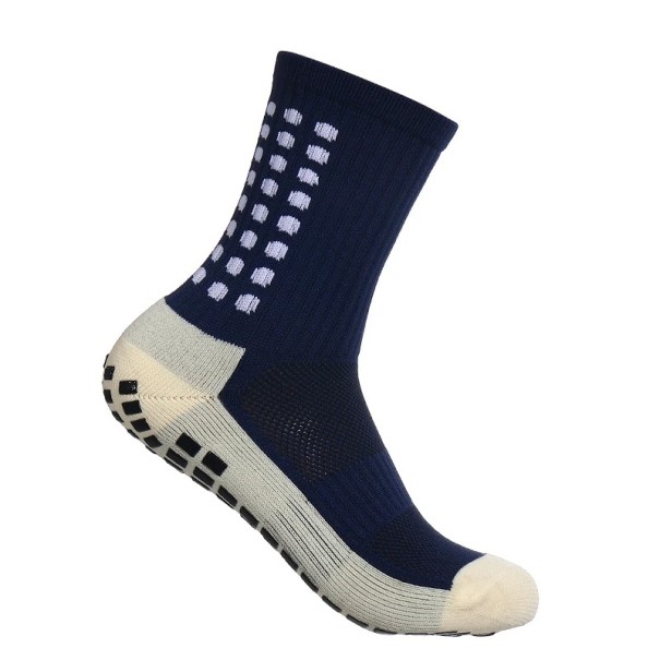 Fodboldsokker 38-45 EUR unisex sportssokker skridsikre, åndbare løbesokker elastiske strømper til midt på læggen marineblå