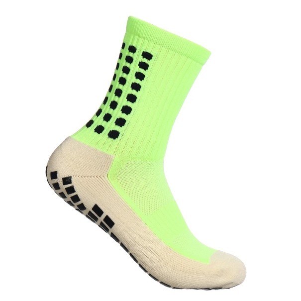 Fodboldsokker 38-45 EUR unisex sportssokker skridsikre, åndbare løbesokker elastiske strømper til midt på læggen neongrøn