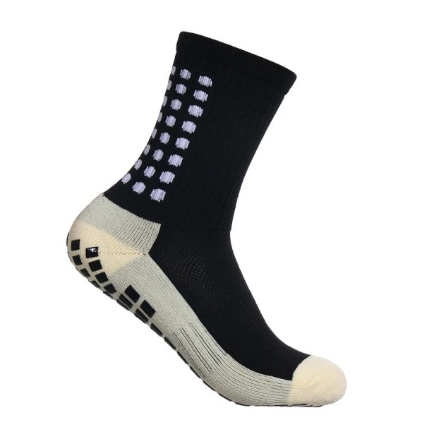Fodboldsokker 38-45 EUR unisex sportssokker skridsikre, åndbare løbesokker elastiske strømper til midt på læggen sort
