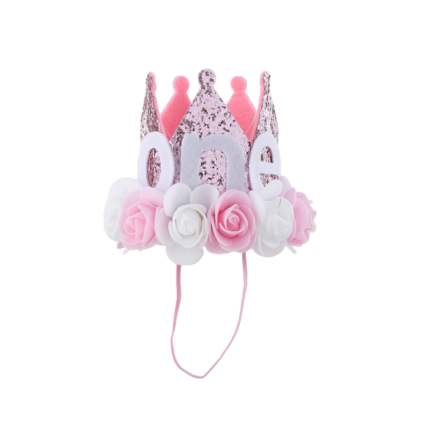 Födelsedagsmössa första året 9,5 cm rosa