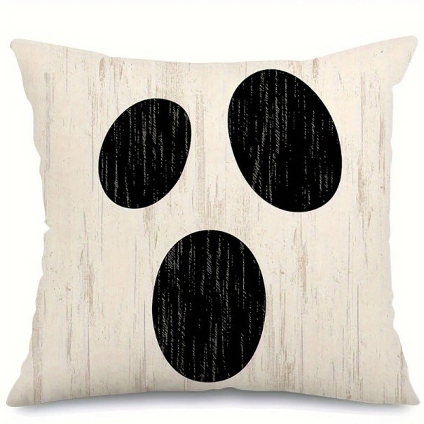 Fodera per cuscino di Halloween Fodera decorativa divertente con zip Fodera per cuscino bianca unilaterale con motivo di fantasma 40 x 40 cm 1