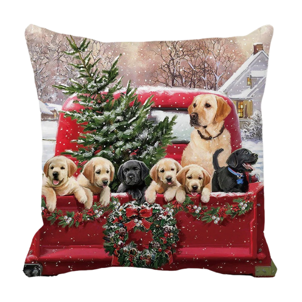 Fodera per cuscino di Natale cuccioli 2