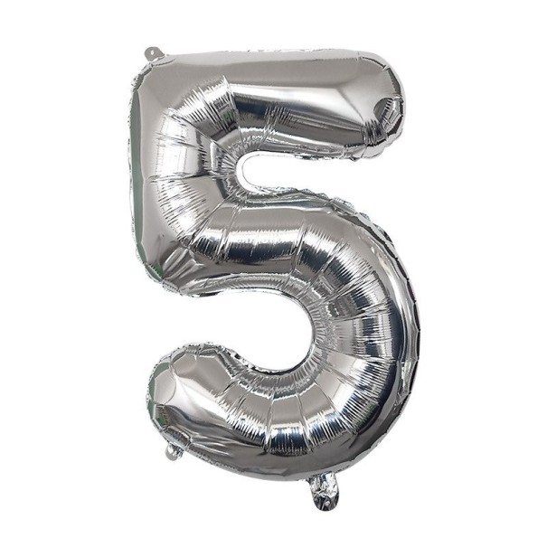 Fødselsdagsballon i sølv med nummer 40 cm 5