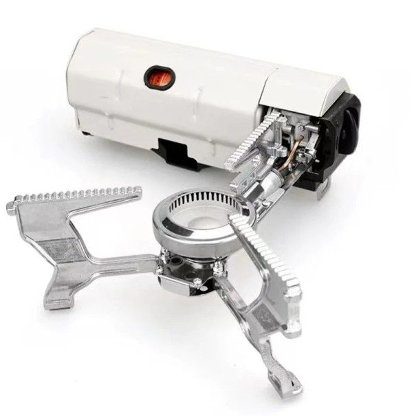 Fogão de Camping a Gás em Aço Inoxidável 2670 W Fogareiro Portátil Dobrável para Cartuchos de Gás Diâmetro 26 cm branco