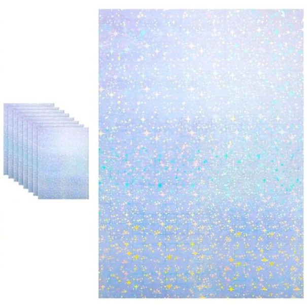 Fogli di vinile autoadesivi olografici A4 29,7 × 21 cm impermeabili con motivo stellato 10 pezzi per decorazioni 1