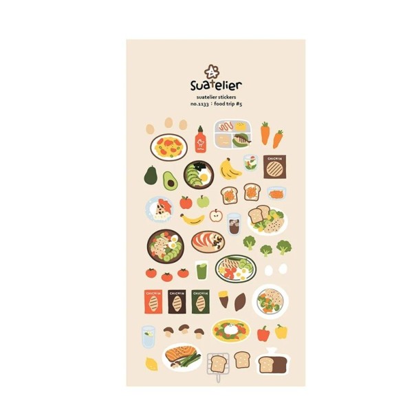 Foglietto adesivo con motivi di cibo sano e frutta 9,2x15 cm carta colorata per scrapbook agenda decorazione quaderni e album 1