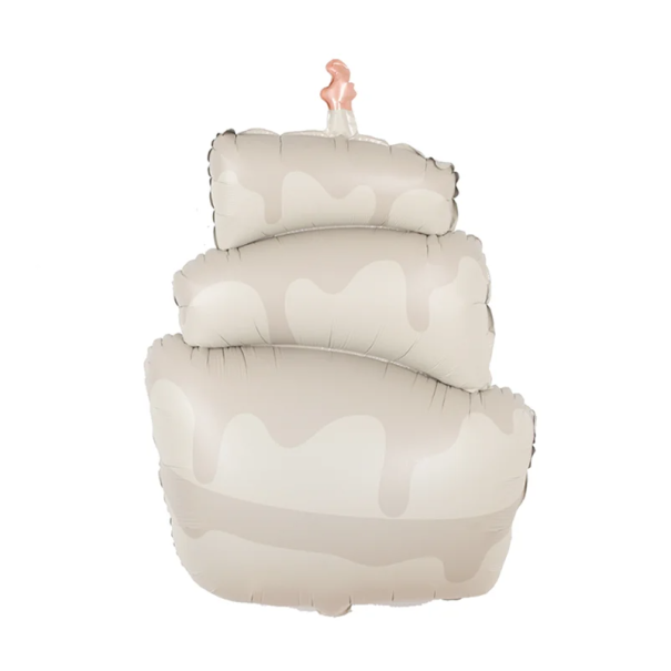 Foil Balloon 56 x 95 cm in the Shape of a Three-Tiered White Cake with a Candle Festive Decoration for a Birthday Celebration Party Decoration 1