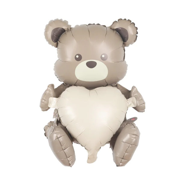 Foil Balloon 66 x 66 cm in the Shape of a Bear with a Heart and the Inscription Love You Romantic Decoration for Celebrating Valentine's Day or an Anniversary 1