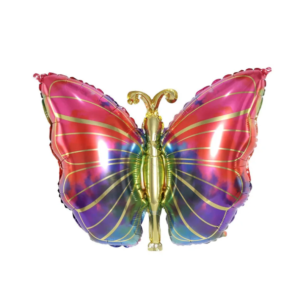 Foil Balloon in the Shape of a Butterfly 74 x 50 cm Birthday Celebration Decoration Wedding and Party Decoration Colourful Wings Golden Body 1